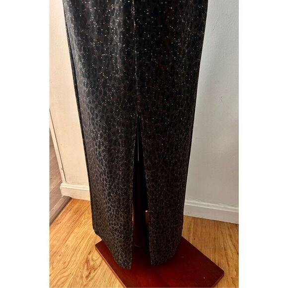 Susan roselli for vijack animal print sparkly long dress maxi size 10 with split - Picture 4 of 9